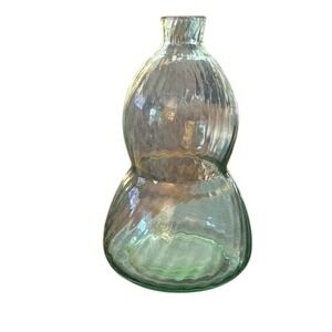 Antique Hand-Blown Aqua Glass Double Gourd Bottle / Vase, c. 1900